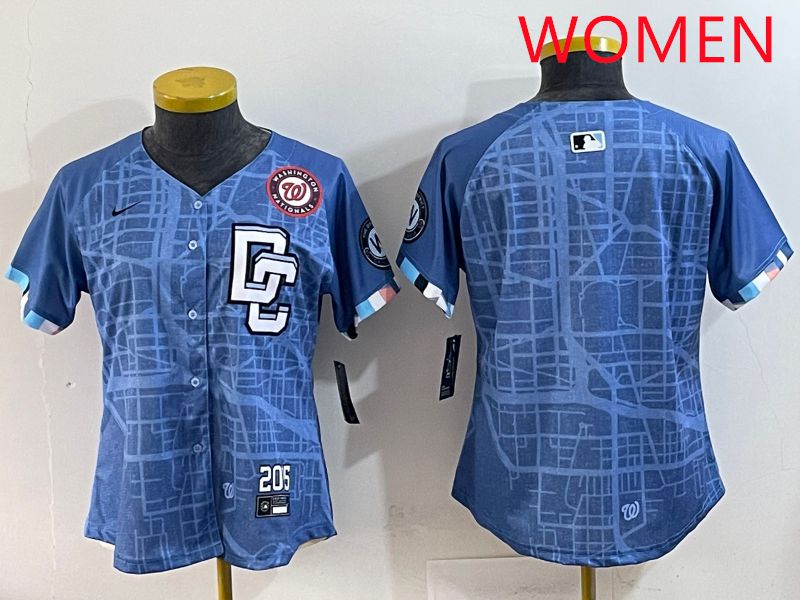 Women Washington Nationals Blank Blue Joint Name 2025 Nike MLB Jersey style 3